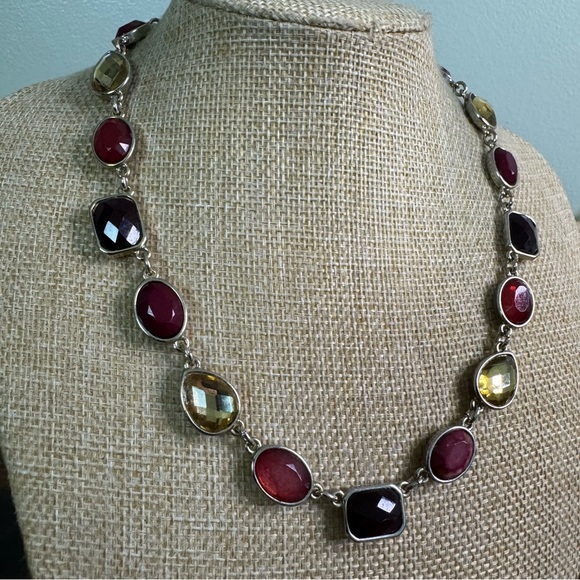 WHBM Multicolour Glass Necklace Silver Tone Spring Summer 21 Inch - Picture 6 of 11